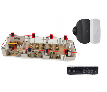 Акустическая система для ресторана, кафе 8 настенных колонки AUDAC ATEO4